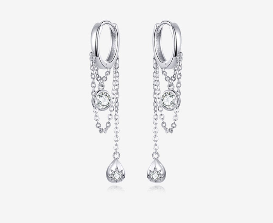 Boucles d'oreilles longues en argent sterling s925 à personnalité rebelle pour femmes, boucles d'oreilles en argent plaqué platine antiallergique