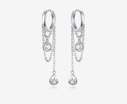 Boucles d'oreilles longues en argent sterling s925 à personnalité rebelle pour femmes, boucles d'oreilles en argent plaqué platine antiallergique