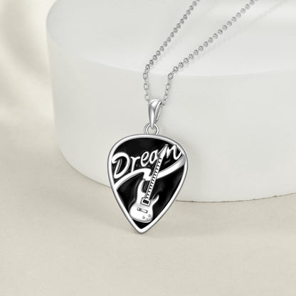 Collier pendentif médiator de guitare en argent sterling, bijoux cadeaux pour femmes