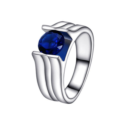 Bague pour femme en argent sterling S925 avec pierres précieuses bleues de haute qualité et à la mode