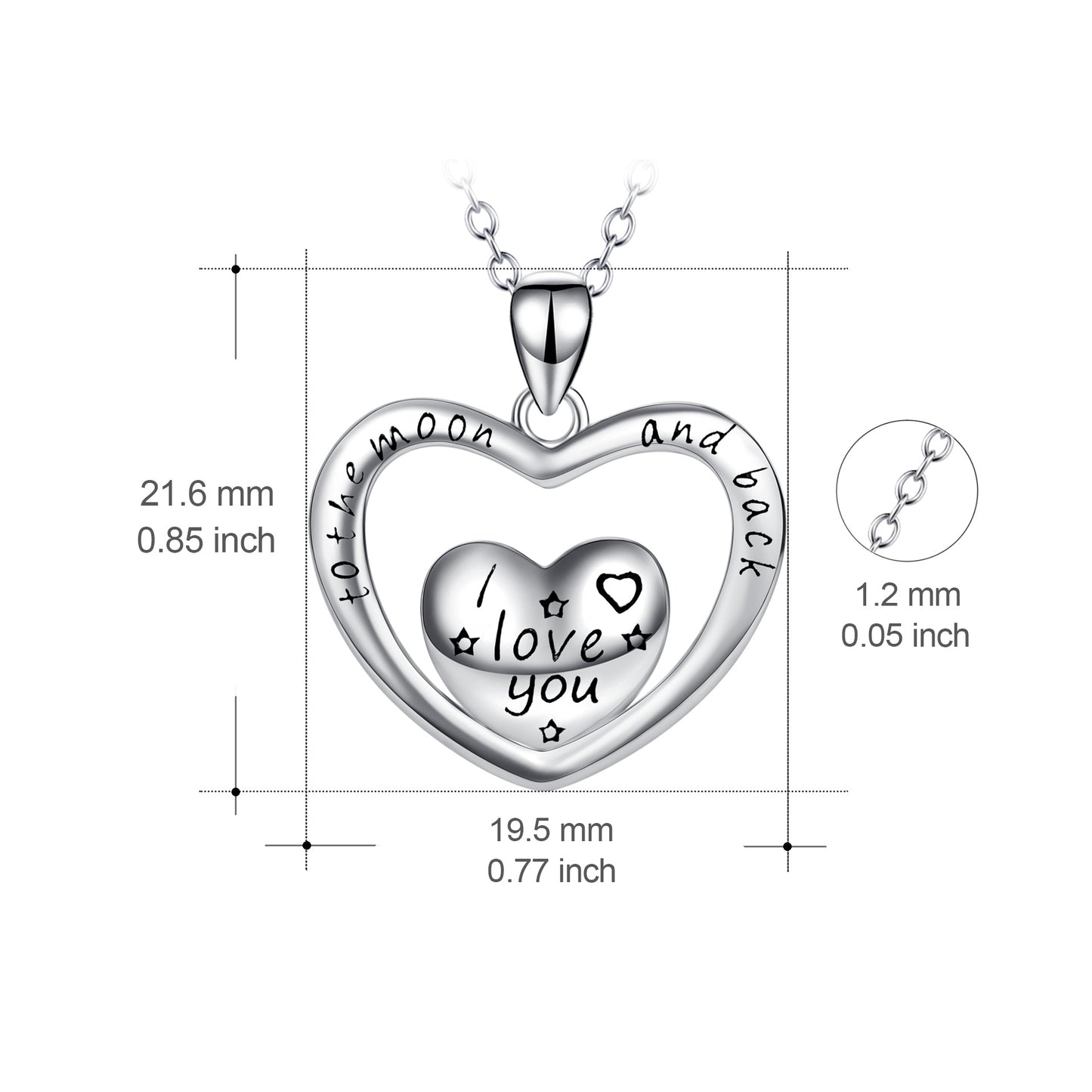 Heart Shape Pendant 925 Silver Necklace