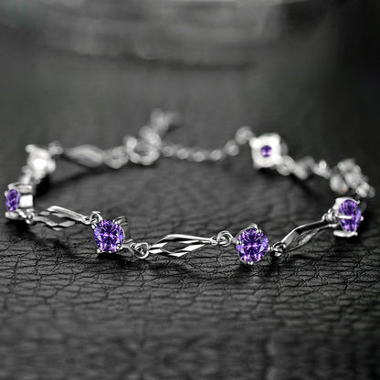 Pulsera de plata de ley con cristales para mujer