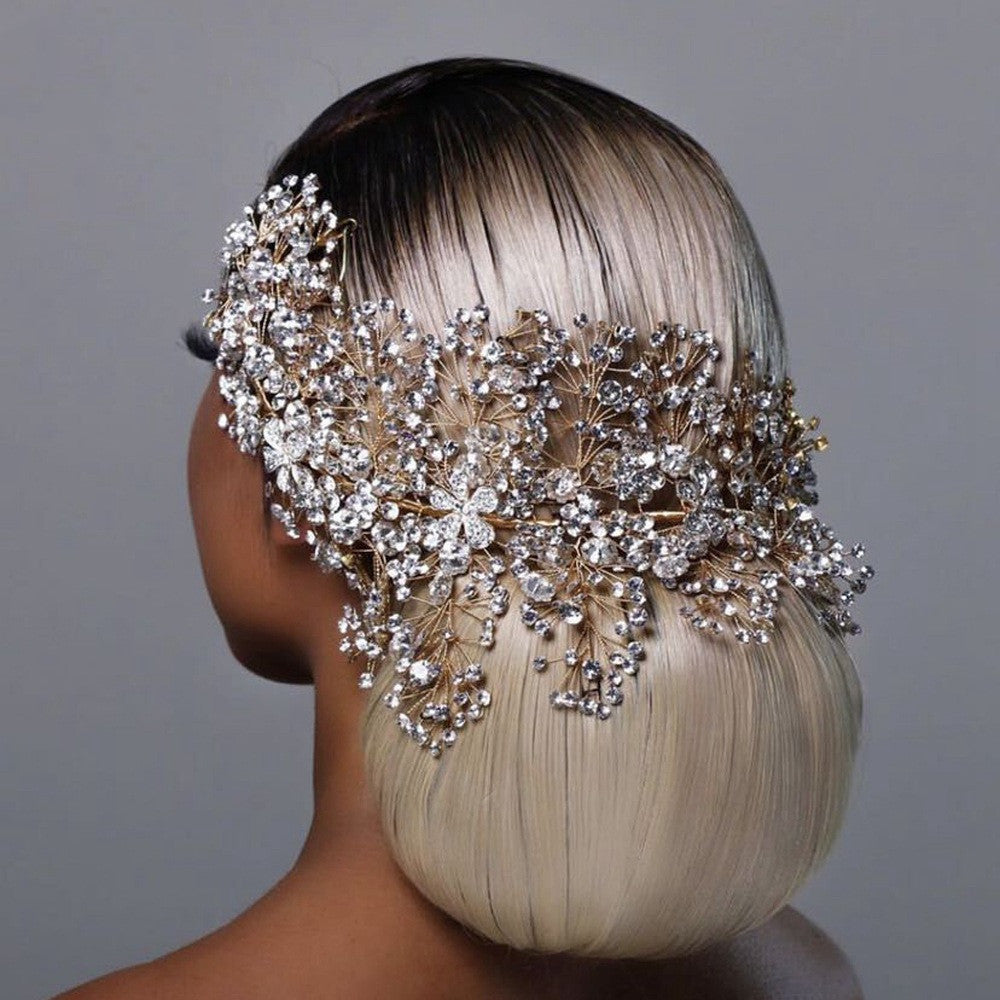 Accessoires de cheveux faits main en strass pour mariage européen et américain