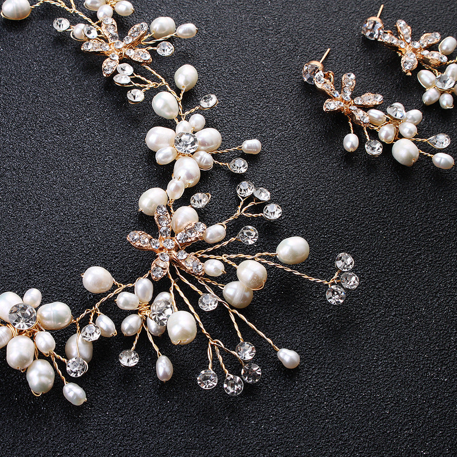 Pearl necklace and earring set