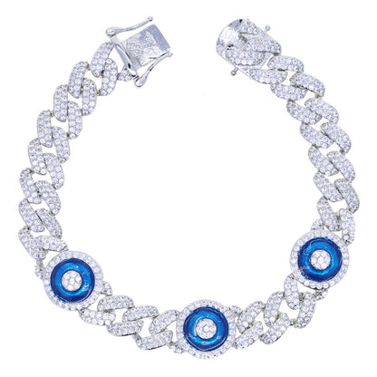 Blue Eyes Zircon Cuban Bracelet Inlaid With Zircon Jewelry