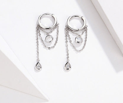 Boucles d'oreilles longues en argent sterling s925 à personnalité rebelle pour femmes, boucles d'oreilles en argent plaqué platine antiallergique