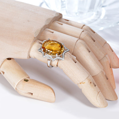 Women's Simple And Natural Large Citrine Ring