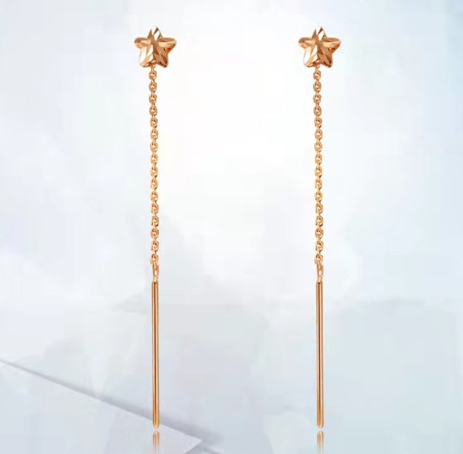 18K Gold Star Ear Line Au750 Gold Plated Earrings