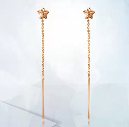 18K Gold Star Ear Line Au750 Gold Plated Earrings