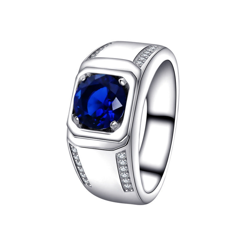 Anillo de mujer de plata esterlina S925 de moda con piedras preciosas azules de alta calidad y combinables