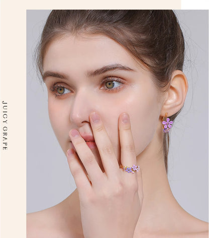 Anillo ajustable con flor pequeña de Myosotis Sylvatica para mujer