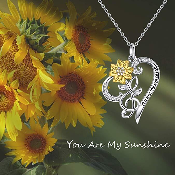 Collar de girasol en plata de ley S925