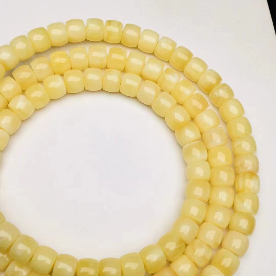 Perles de Bouddha coupées droites en cire d'abeille naturelle, accessoires d'artisanat à l'huile de poulet