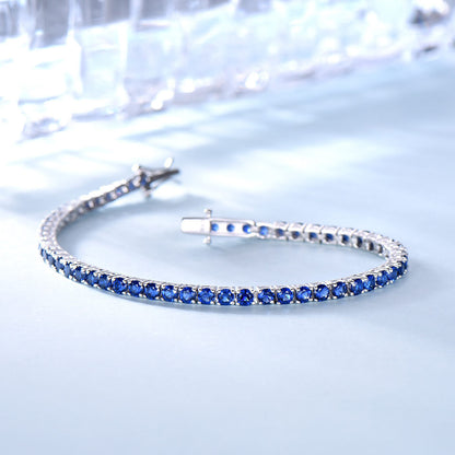 Bracelet en argent sterling 925 avec chaîne de tennis en saphir nano 30