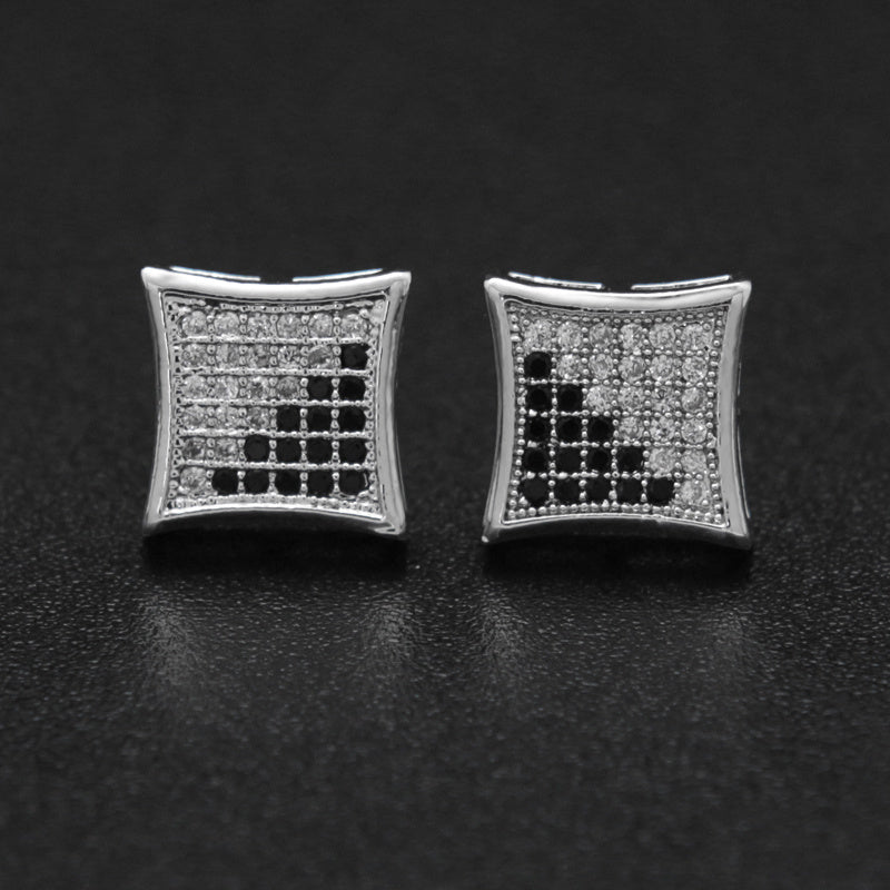 Pendientes HIPHOP para hombre y mujer con plata bañada en oro y diamantes