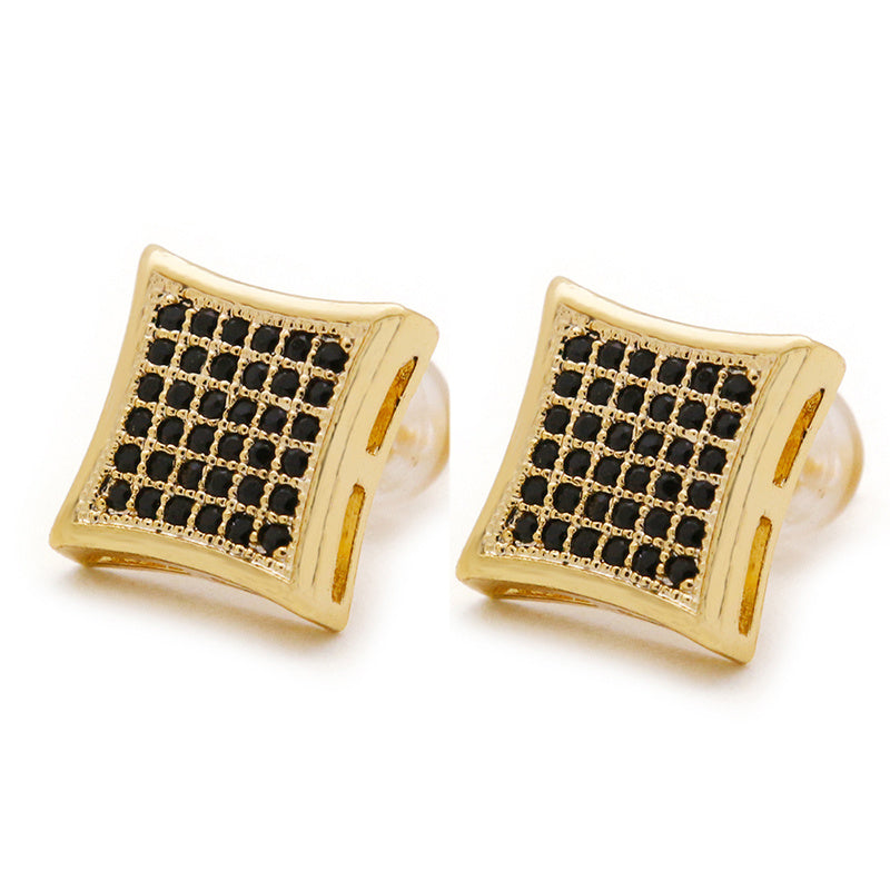 Pendientes HIPHOP para hombre y mujer con plata bañada en oro y diamantes