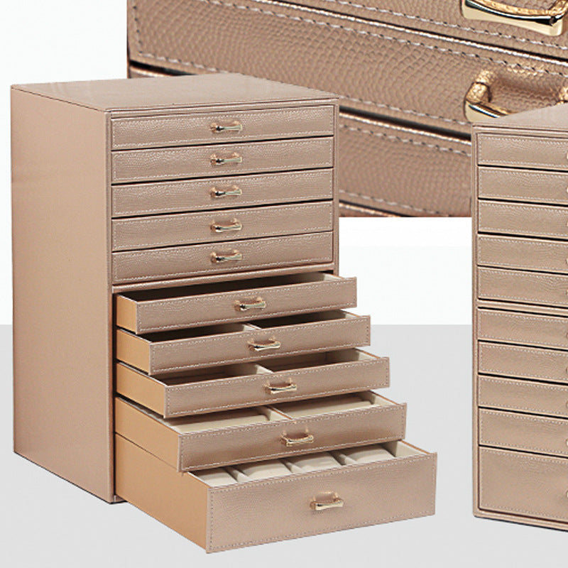 Multifunctional Jewelry Box Leather Wooden Storage Box