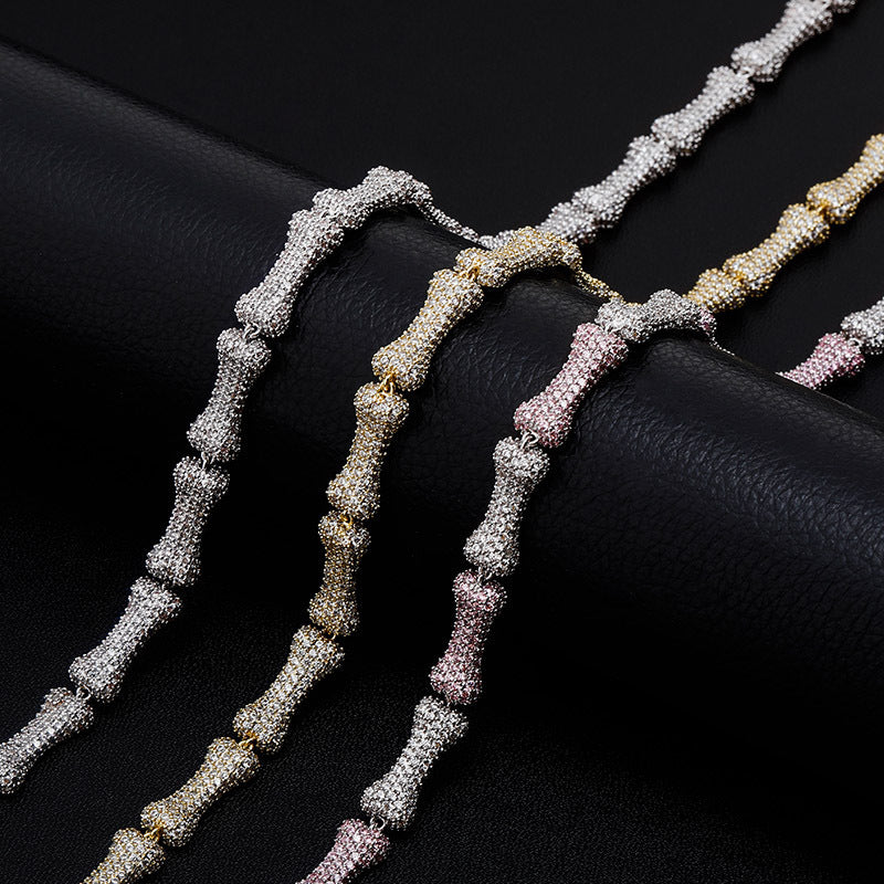 Hip Hop Full Zircon Jewelry Bone Chain