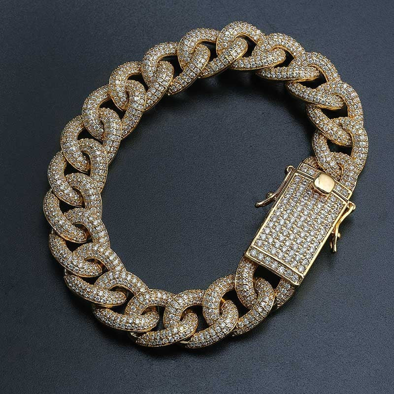 European And American Hot Models Full Zirconium Iron Cord Bracelet