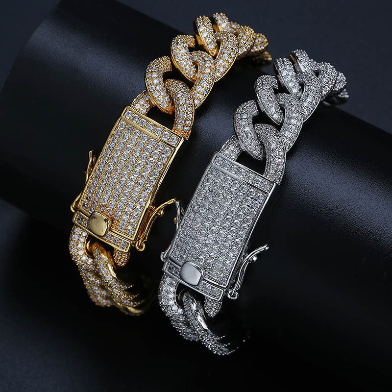 European And American Hot Models Full Zirconium Iron Cord Bracelet