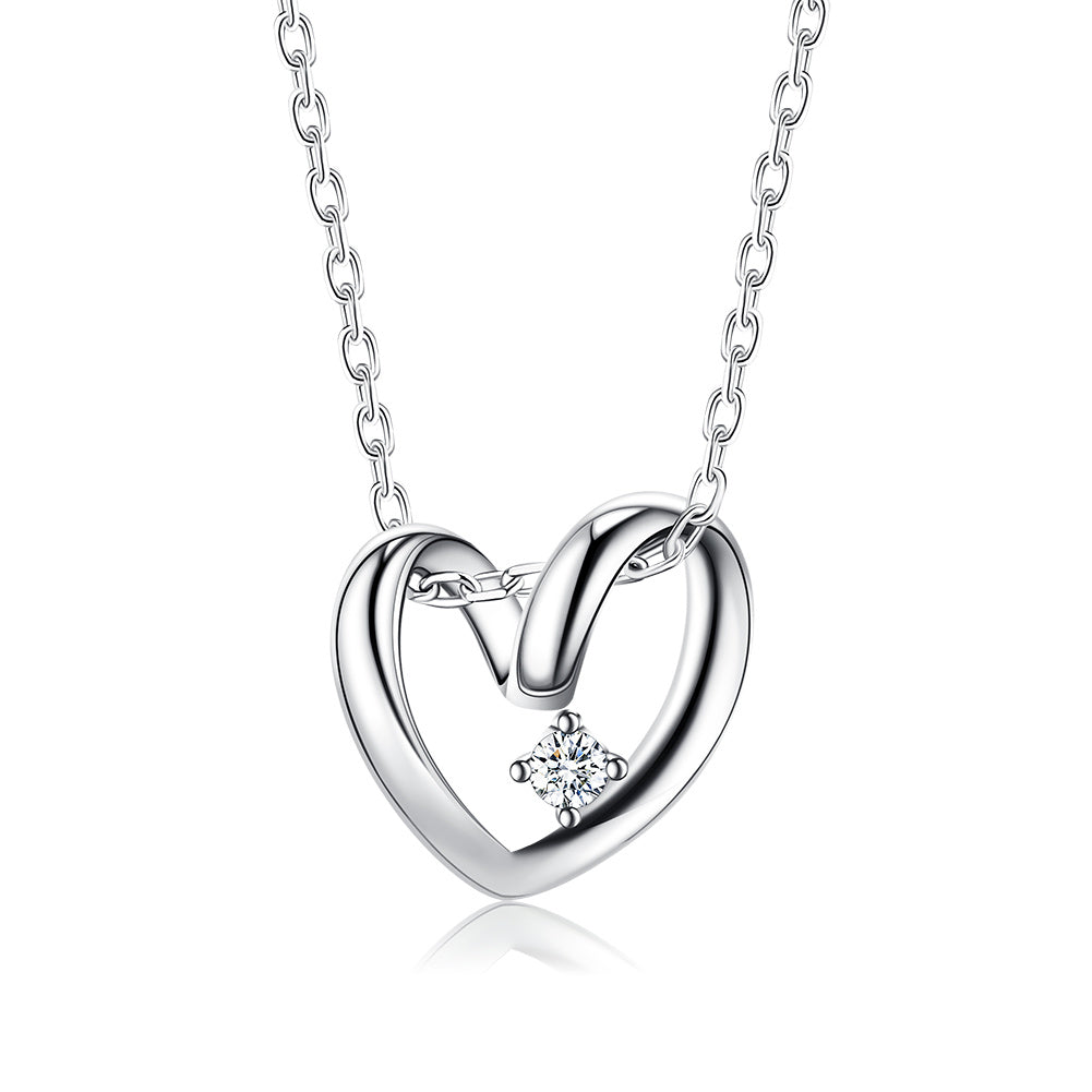 Collar de amor chapado en platino en plata esterlina S925 para mujer