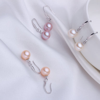 s925 Silver And Blue Jewelry Freshwater Pearl Stud Earrings, The Strong Light Ls Almost Flawless And Round EH101-18