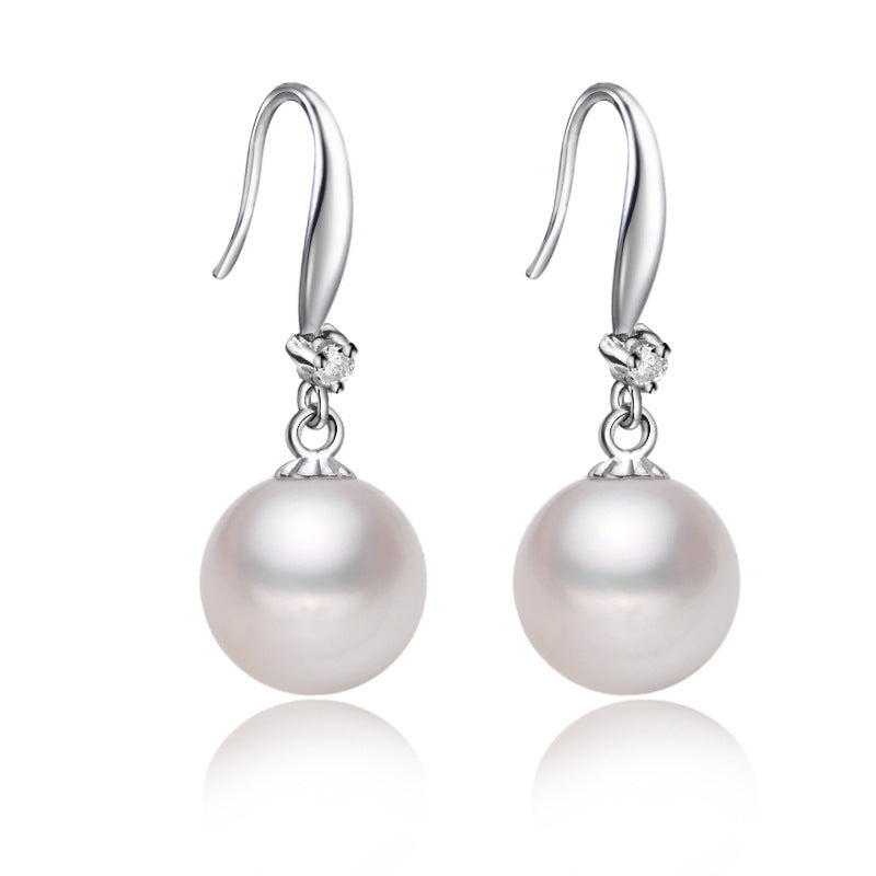 s925 Silver And Blue Jewelry Freshwater Pearl Stud Earrings, The Strong Light Ls Almost Flawless And Round EH101-18