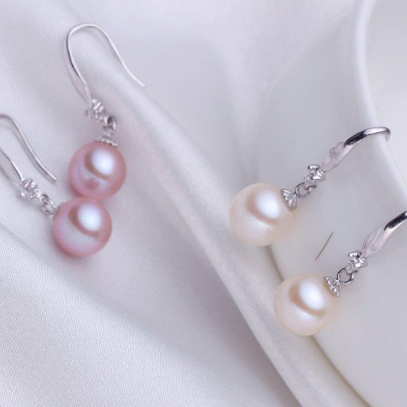 s925 Silver And Blue Jewelry Freshwater Pearl Stud Earrings, The Strong Light Ls Almost Flawless And Round EH101-18