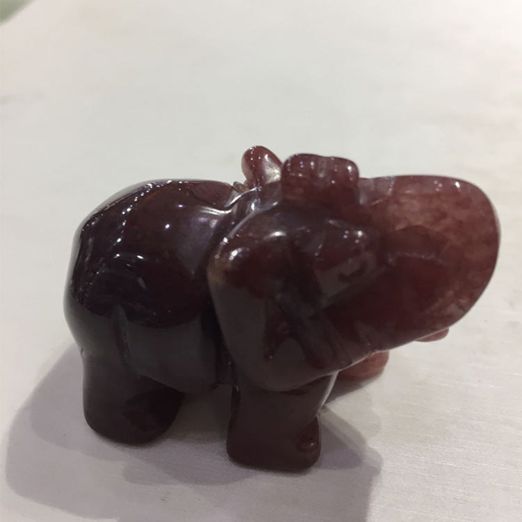 Natural Crystal Crafts Elephant Ornaments Crystal Stone Rough Souvenirs Creative Semi-Precious Stones Jade Craft Ornaments