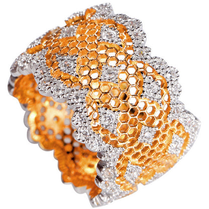 Honeycomb Hollow Ring Female 925 Silver Gold Plated