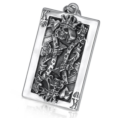 Sterling Silver Jewelry Thai Silver Fashion Popular Personality Punk Skull Playing Card K Hanging Pendant