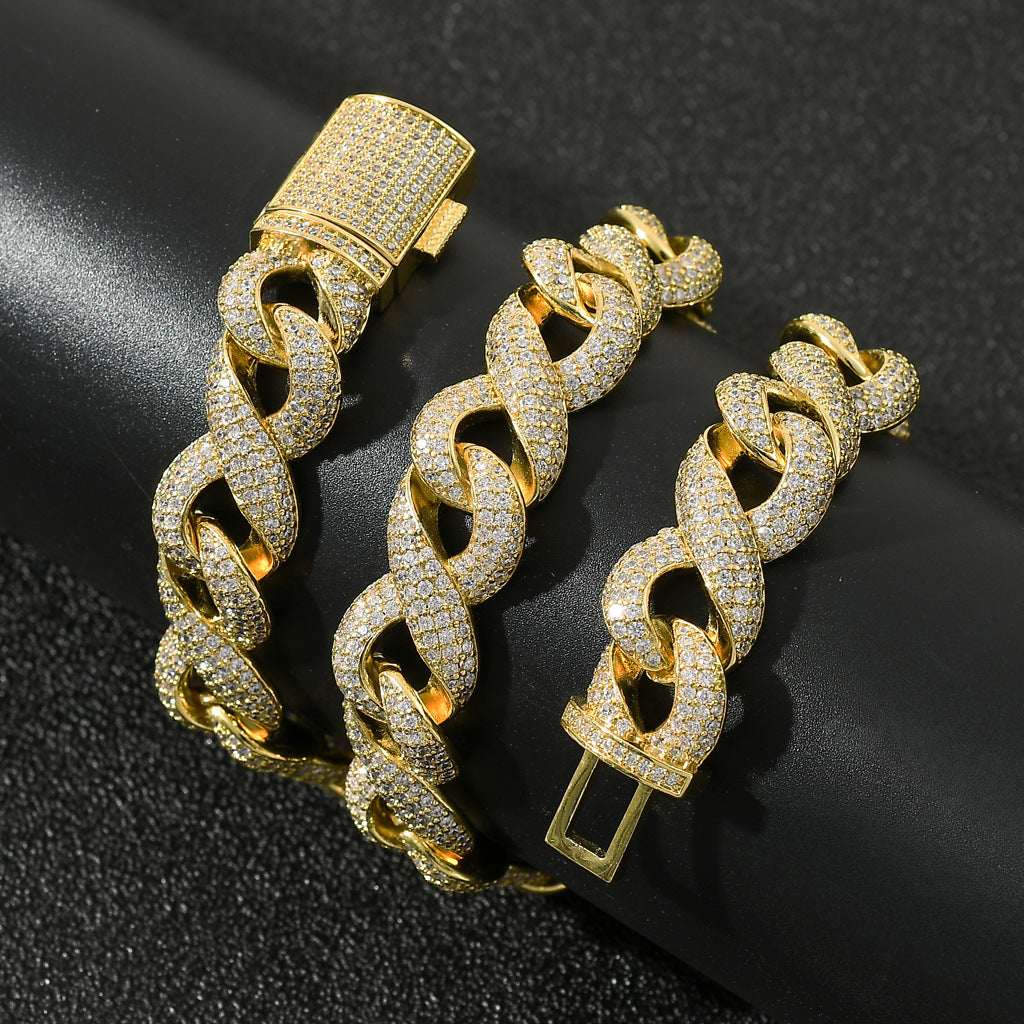 Cuban Chain Micro-inlaid Zircon Hipster Hip-hop