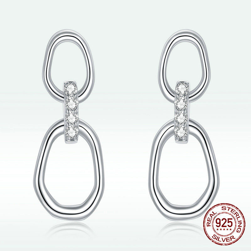 Boucles d'oreilles géométriques à double boucle en argent sterling S925 d'Amazon Source pour hommes et femmes Boucles d'oreilles électrolytiques haut de gamme européennes et américaines SCE1016