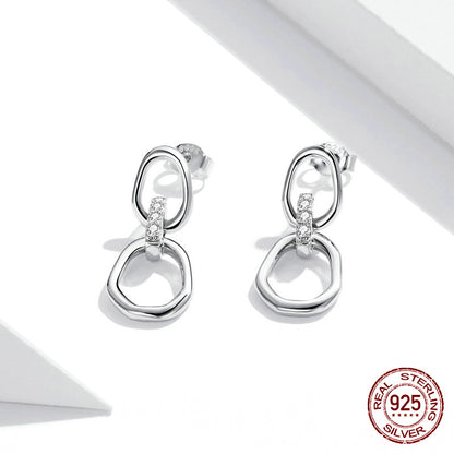 Boucles d'oreilles géométriques à double boucle en argent sterling S925 d'Amazon Source pour hommes et femmes Boucles d'oreilles électrolytiques haut de gamme européennes et américaines SCE1016