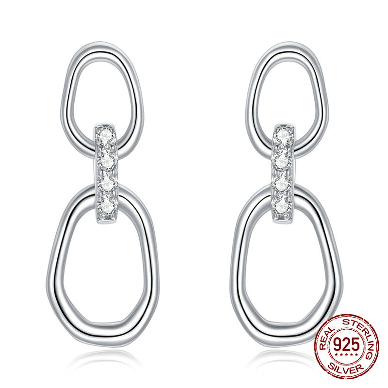 Boucles d'oreilles géométriques à double boucle en argent sterling S925 d'Amazon Source pour hommes et femmes Boucles d'oreilles électrolytiques haut de gamme européennes et américaines SCE1016