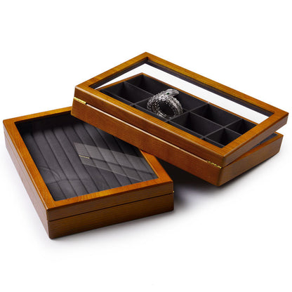 Wooden Jewelry Box Japanese Solid Wood Jewelry Dust Box Bracelet Ring Earring Storage Box