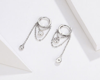 Boucles d'oreilles longues en argent sterling s925 à personnalité rebelle pour femmes, boucles d'oreilles en argent plaqué platine antiallergique