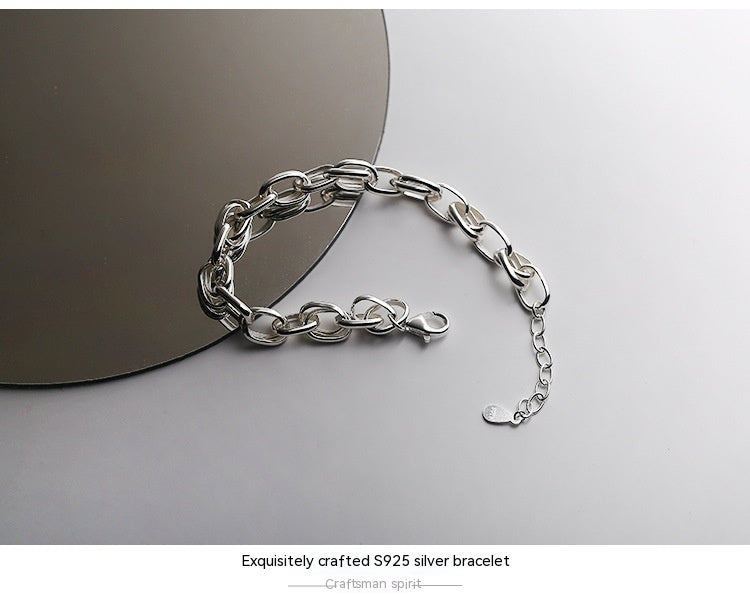 Bracelet de style urbain à chaîne épaisse creuse en argent sterling S925