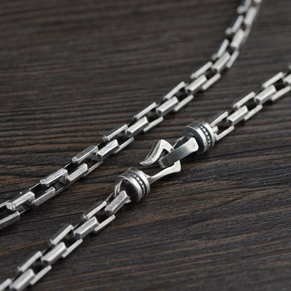 S925 Silver Antique Finish Chain Punk Thick Type Necklace