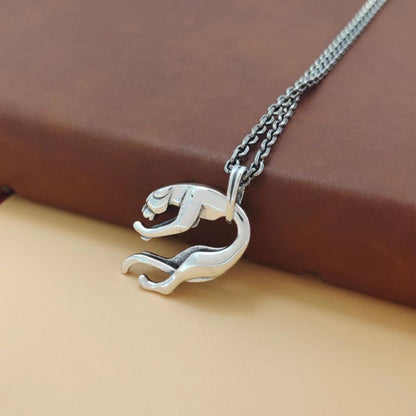 S925 Sterling Silver Creative Leopard Head Necklace