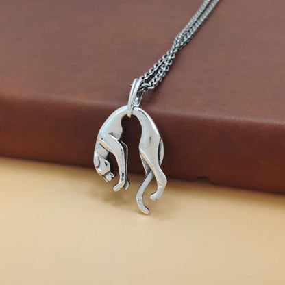 S925 Sterling Silver Creative Leopard Head Necklace