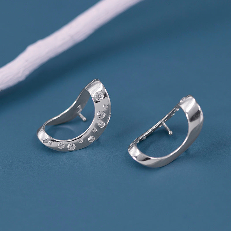 Os d'oreille simples de style nordique en argent sterling 925 incrusté de zircons