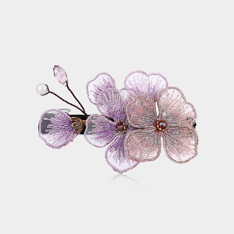 Embroidered Butterfly Flower Headdress Hairpin