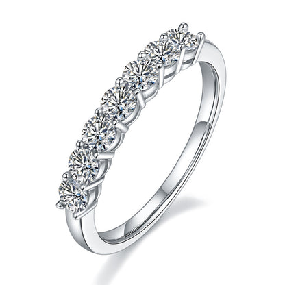 Moissanite Seven Diamond Row S925 Silver Ring