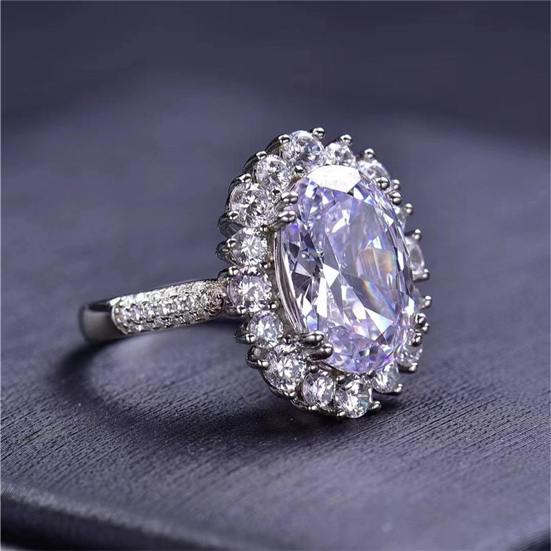 Bague en moissanite ovale en forme d'œuf DEVI Bague en diamant avec gros diamant