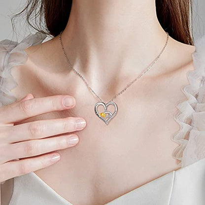 Mother and Child Hands Love Heart Pendant Necklace Jewelry for Women I Love You Forever