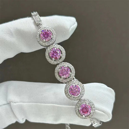 Pulsera de moissanita para mujer con diamantes de colores