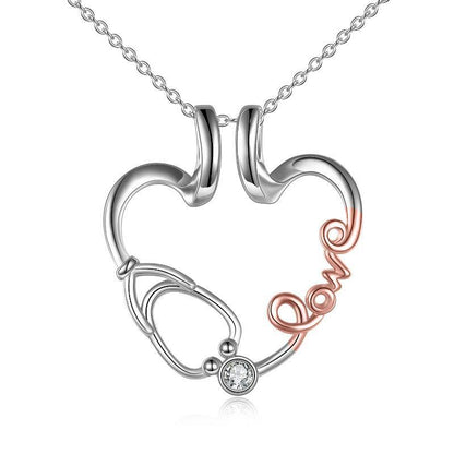 Collier pendentif porte-bague amour infirmière stéthoscope bijoux cadeau