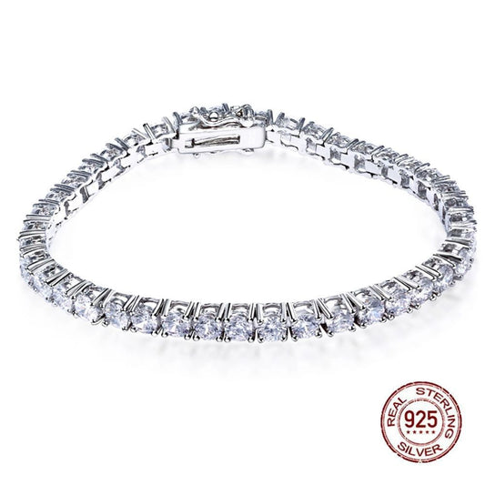 Pulsera de plata S925, longitud de cadena de 17 a 19 cm, cadena de tenis opcional