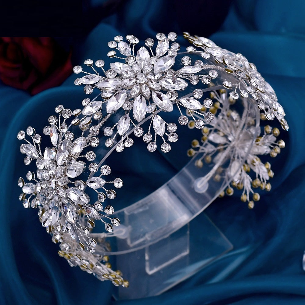 3D Flower Rhinestone Hair Band Wedding Dress Accessories